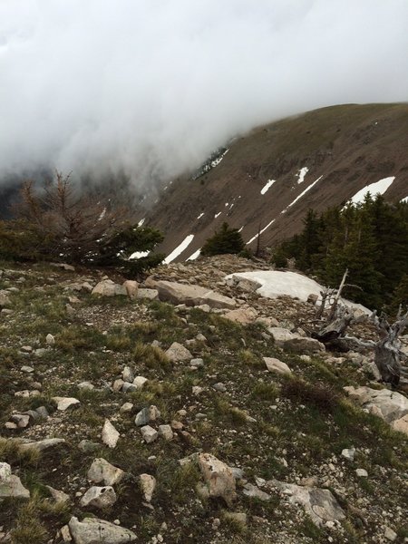 Top of Lake Peak looking northwest, Penitente Peak on the rightside.