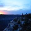 North Rim Lodge with the sun setting.