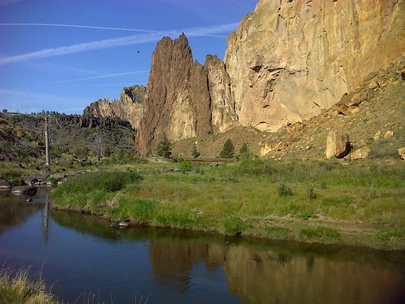 View of the river and red Rhyolite intrusion.