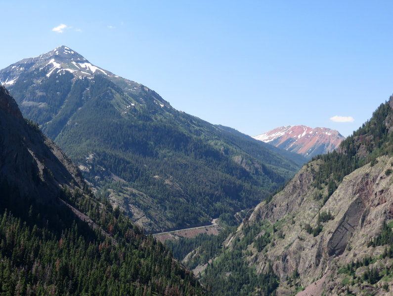 A million dollar view of the Million Dollar Highway. That is Red Mountain in the distance.