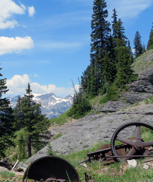 Yellow Jacket Mine equipment left rusting in a high alpine meadow.