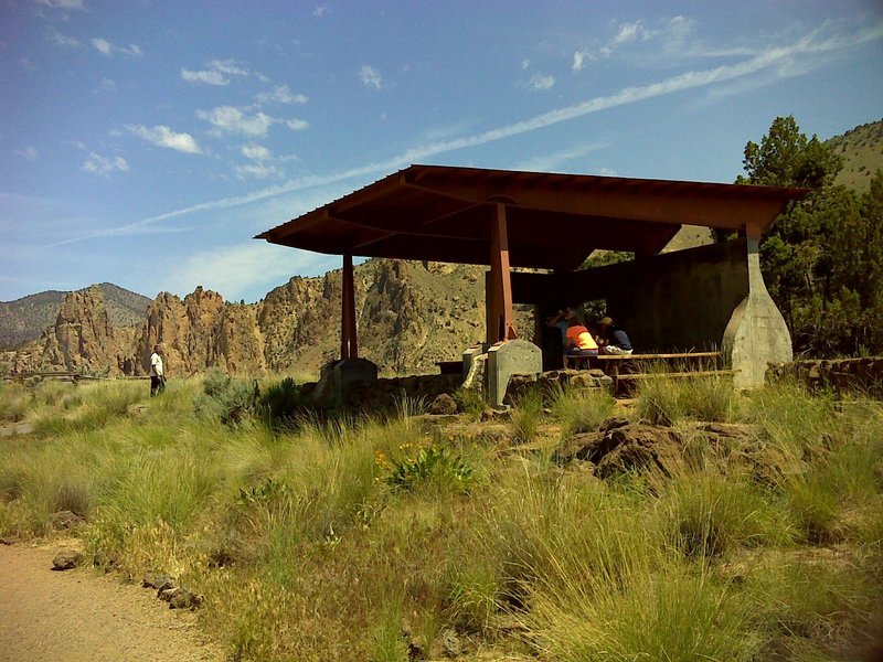 Covered picnic table.