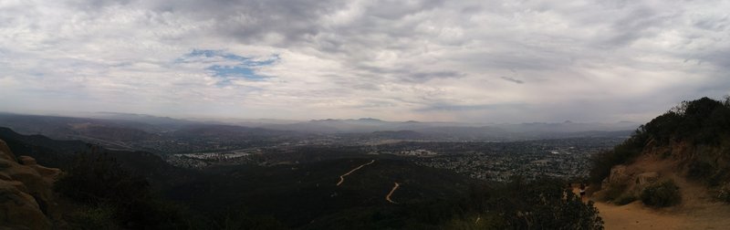 Looking North East from the top of Cowles Mountain. The trail that can be seen is the service road.