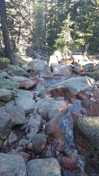 The picture doesn't show it very well, but this stream goes all the way up the mountain and falls down like this the whole way.