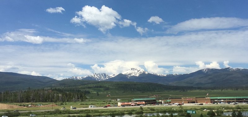 View of Byers peak behind the town of Fraser.