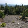 The junction between Skyland and Vistamont Trail on the summit of Gilman Mtn (photo looking east down Vistamont Trail).