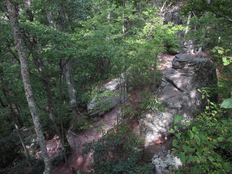 Looking down on the trail