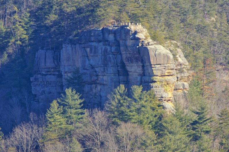 View of Chimney Top overlook from across the valley