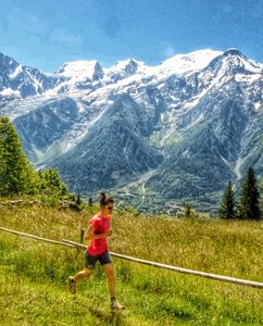 One of the few open areas on this loop with a great view of Mont Blanc and it's massive glaciers just behind.