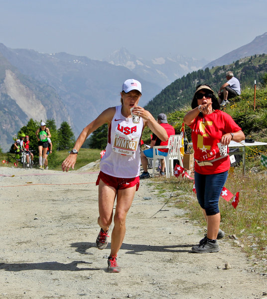 Aid station at the top of the Sunnegga climb during the Zermatt marathon