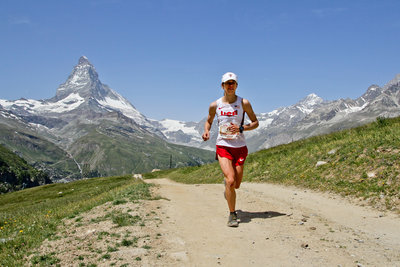 The big climb to Riffelberg with the Matterhorn in the background
