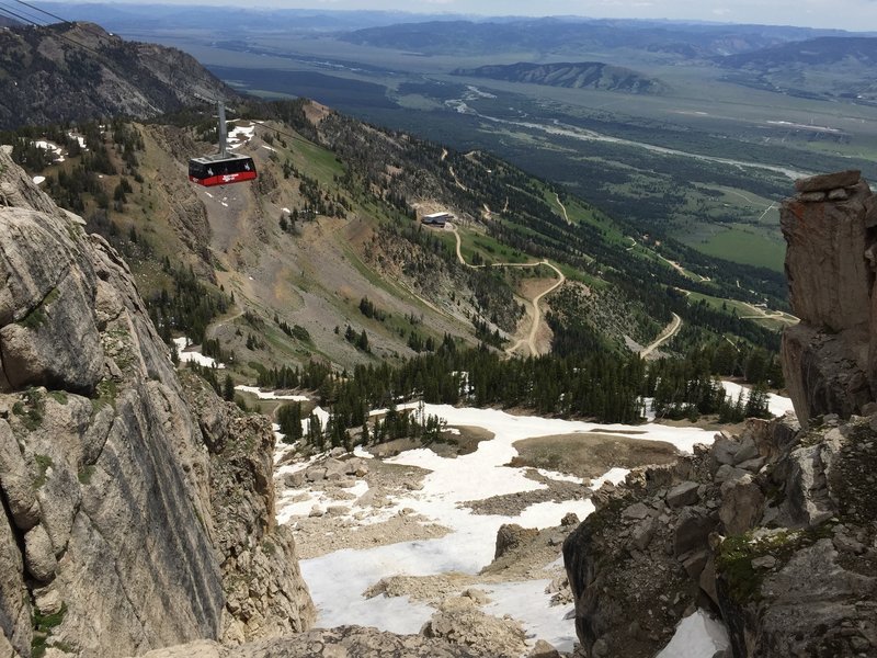 Looking down Corbet's Couloir near the top of the Cirque Trail