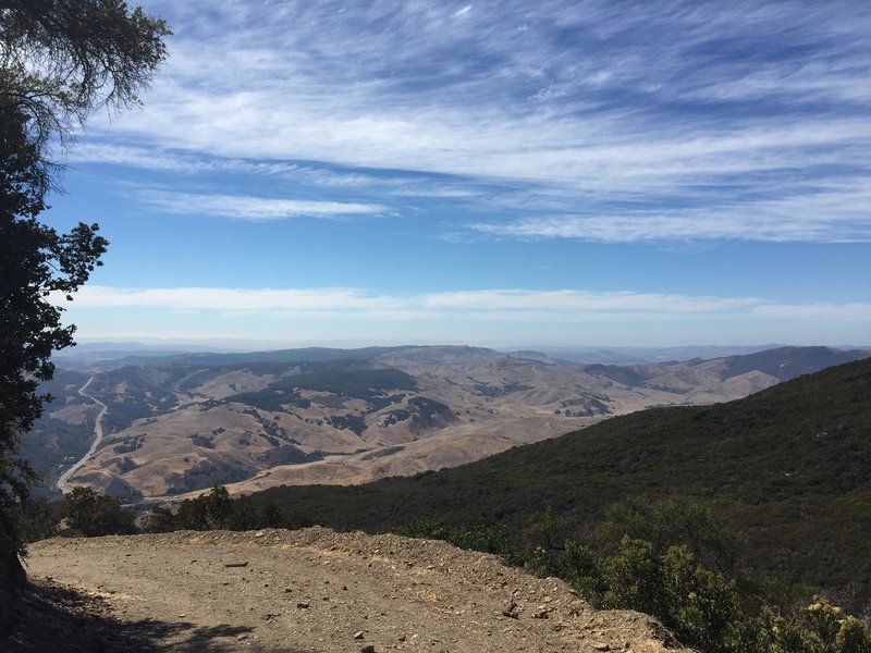 A view of the valley from a high vantage point on the Gaviota Peak Fire Raod