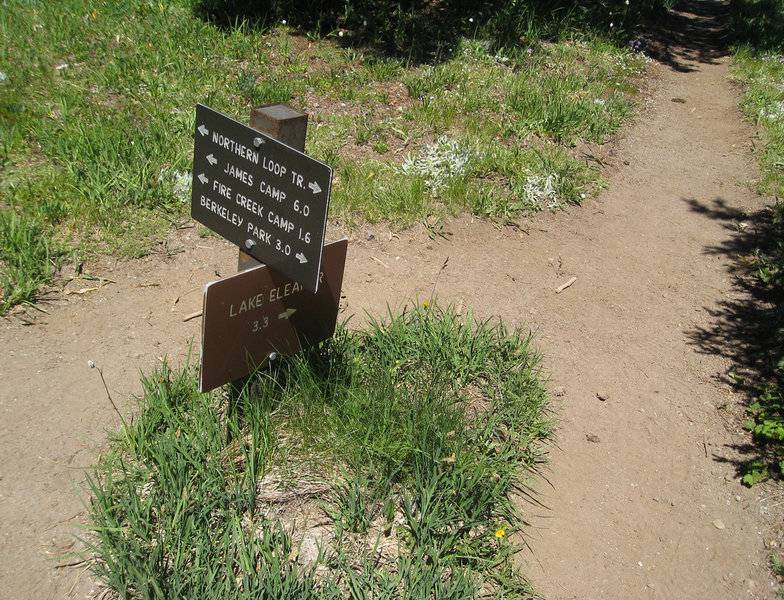 Trail junction for Lake Eleanor and the Northern Loop trails (photo by brewbooks)