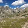 View of the Cirque through the lower pass to the west of Jackass Pass