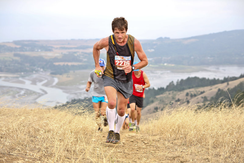 Topping out the big climb at the Table Rock 27k