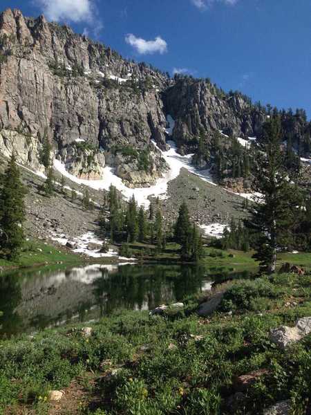 A view of the cirque's headwall above High Creek Lake