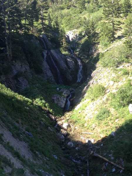 A view of the waterfalls coming from a spring that feeds Cherry Creek