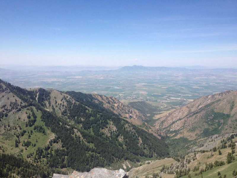A view of Cherry Creek Canyon and Cache Valley from Cherry Peak