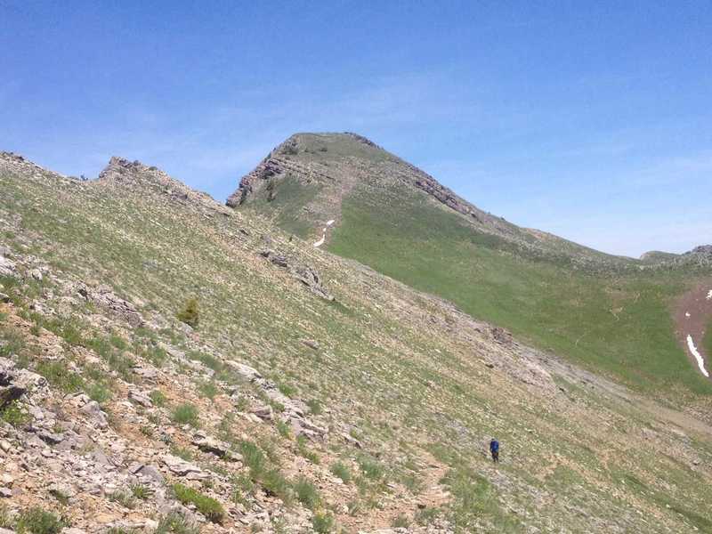 A view of Cherry Peak from the trail that skirts under the ridge that forms the east wall of Cherry Creek Canyon