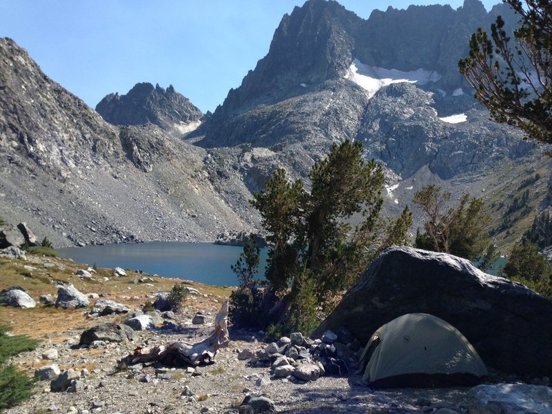 Camping at Iceberg Lake under the Minarets.