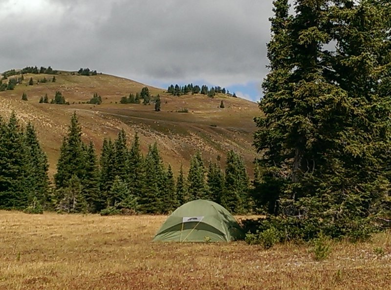 Someone found a nice spot to camp at the saddle.