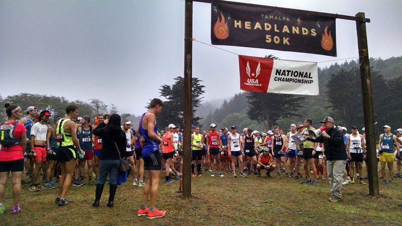 The start of the 2015 Tamalpa Headlands 50k which was also the USATF 50k Trail Championships.