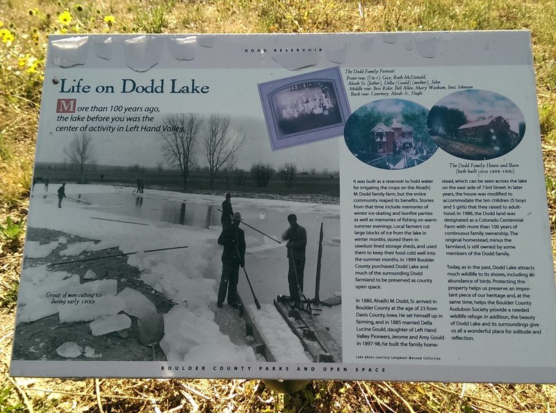 Panel describing Dodd Lake as the center of community life 100 years ago