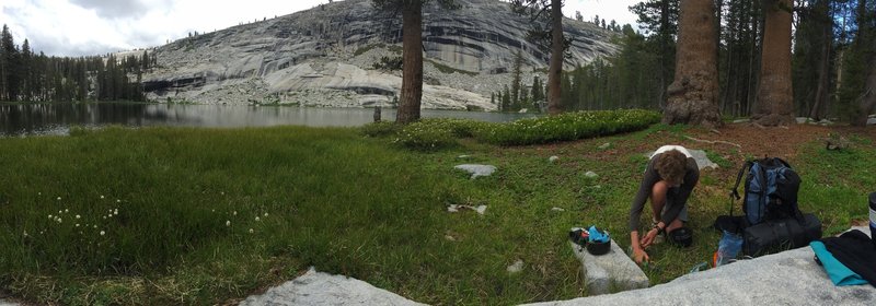 Taking a break at Royal Arch Lake.