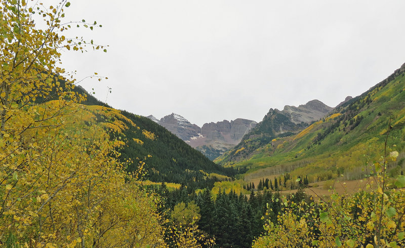 The Maroon Bells from East Maroon Creek Trail