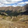 Looking down over the ski area from about 3/4 of the way up the summer road.