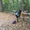 Beginning of White Hill Lake Trail, entry through turnstile