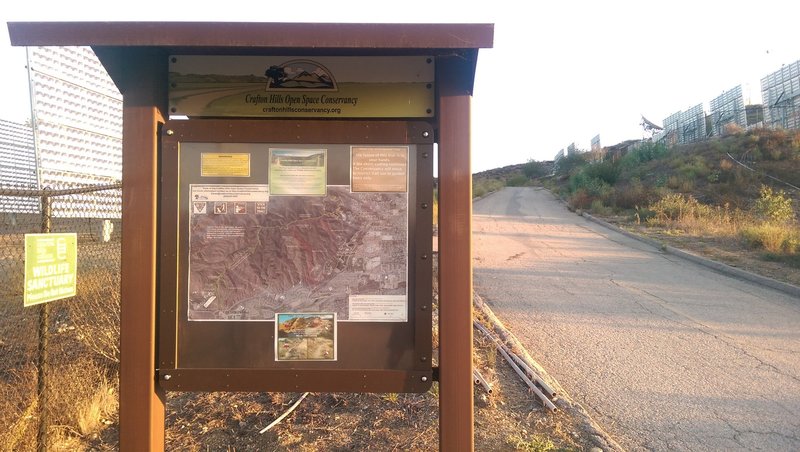 Crafton Hills Conservancy sign about 100 to 200 yards down the trail from the start.