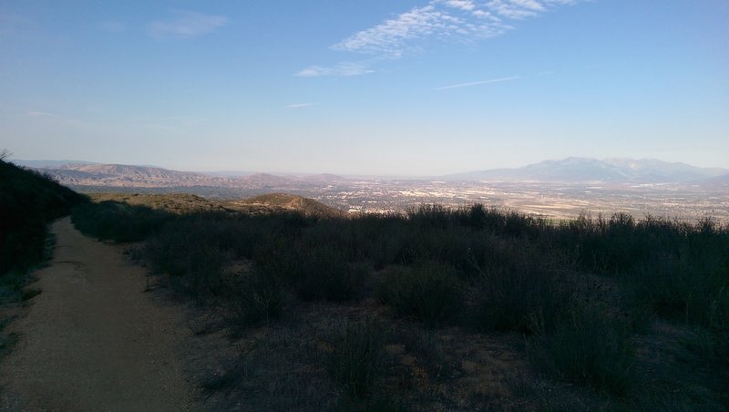 View looking west over the Inland Empire with the San Gabriel Mountains in the background