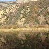 A view of Third Dam and the some cliffs of Logan Canyon.