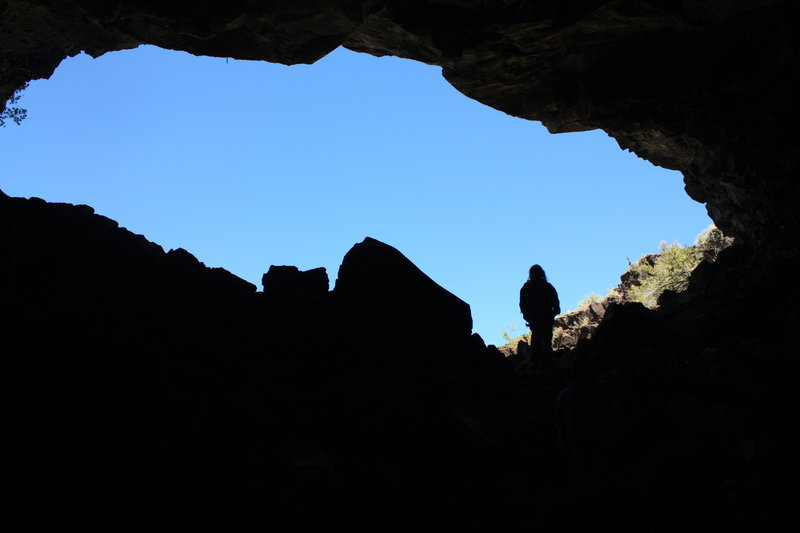 Indian Well Cave Silhouette, Lava Beds National Monument