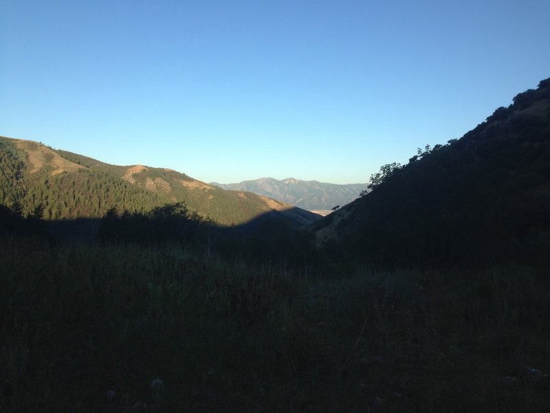 A view down Millville Canyon, as well as a view of the Wellsvilles across the valley