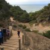 Running the steps that bypass the eroded trail section