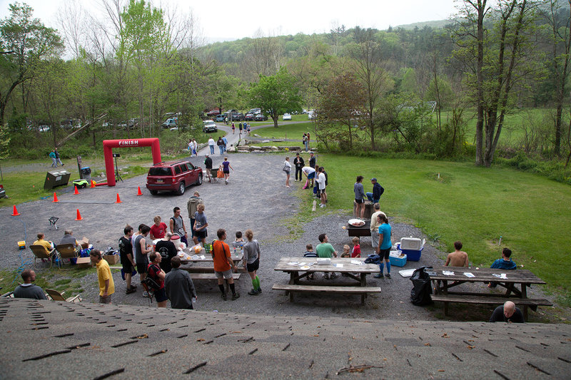 The Finish Line! Drink, eat, and share your trail run stories!