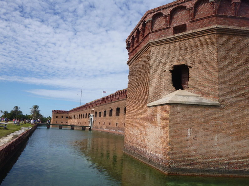 Looking past one of the corner bastions toward the boat dock.