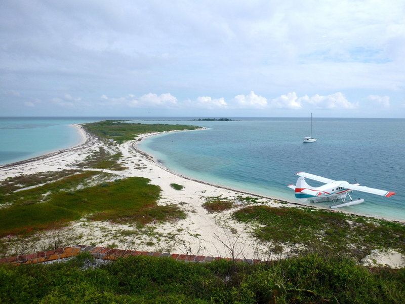 Standing next to the Garden Key Lighthouse, looking out at Bush Key.