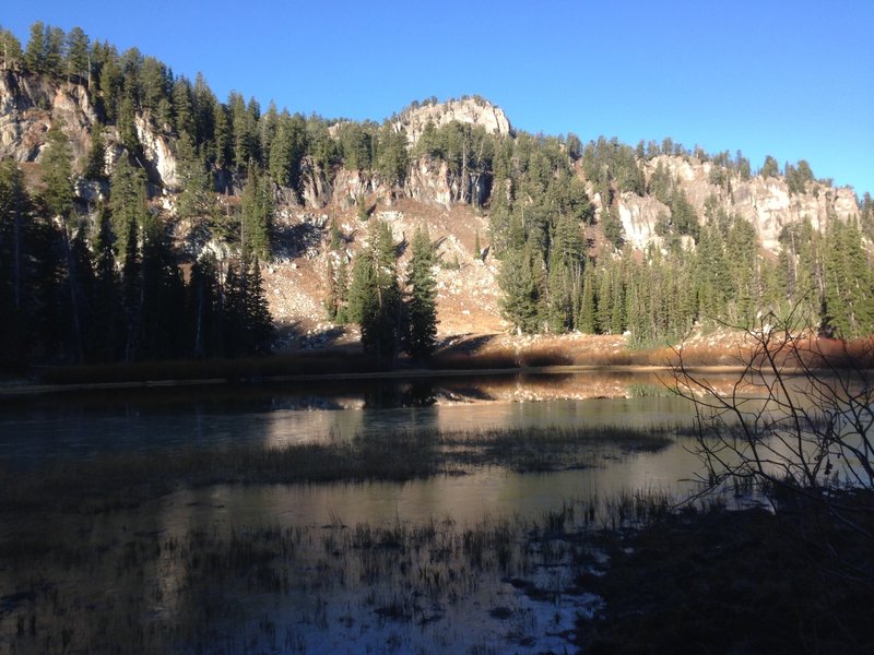 Steam Mill Lake in the early morning.