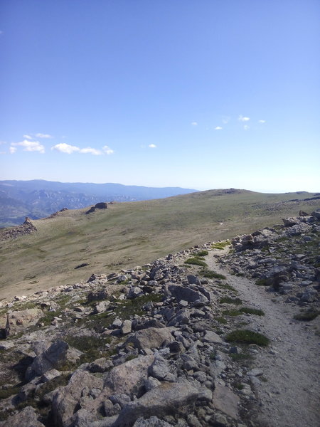 At Granite Pass looking back toward the Longs Peak trail, just below the boulder field.