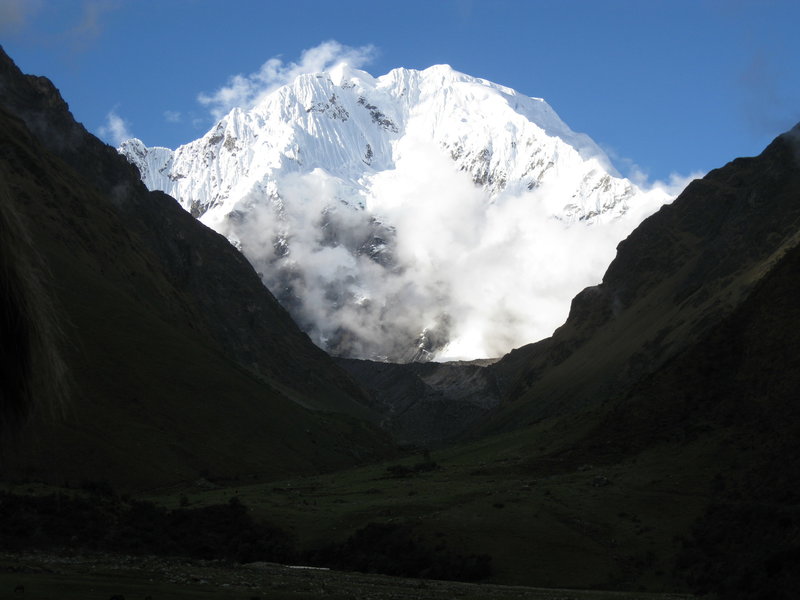 A view of the mountains of the Andes from the Salkantay Lodge.