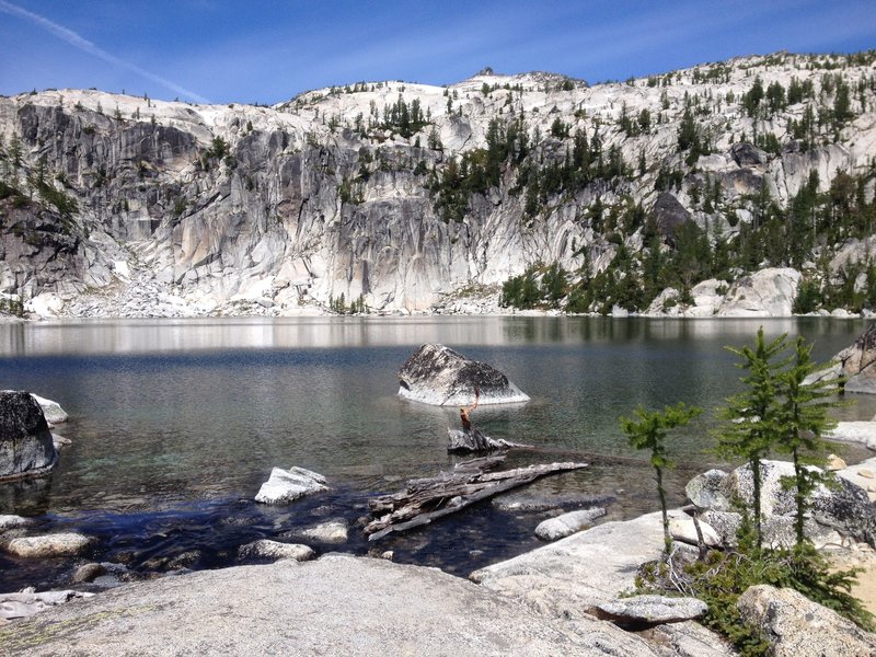 Lake Viviane after a long and hard climb.