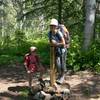 Family hiking trip on Isle Royale, Michigan.