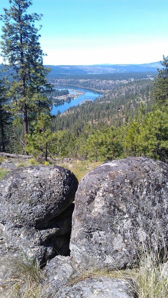 View of Long Lake (Lake Spokane) from the highest point in the loop hike.