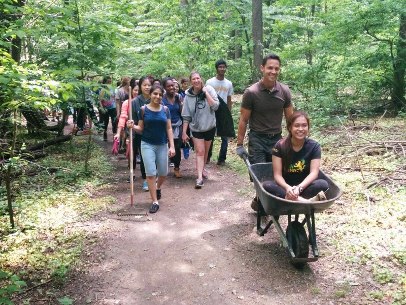 High School Students learning about nature.