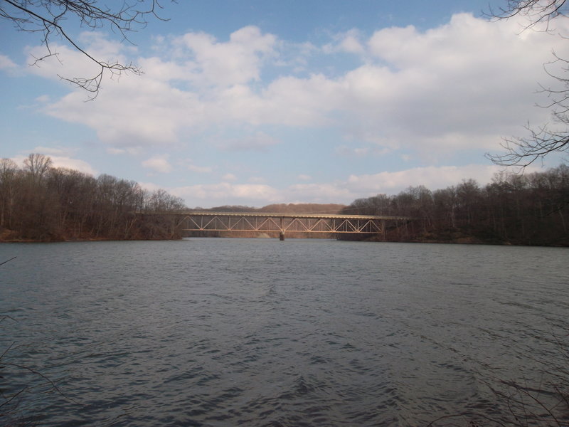 A bridge over gentle waters as seen from the Morgan Run Loop.