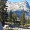 Vogelsang High Sierra Camp with Vogelsang Peak behind.